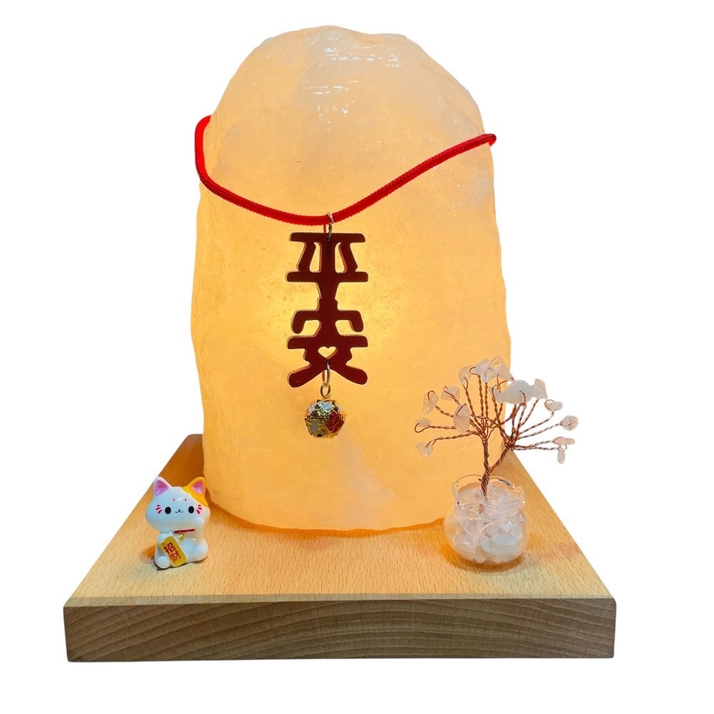 2-3KG白鹽燈+白水晶+招財貓+平安