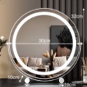《免運費 台灣現貨秒出》可旋轉LED三色調光大圓鏡「鏡面加厚-雙柱底座款」～梳妝鏡/立鏡/美妝鏡 /鏡子/桌面鏡-規格圖9