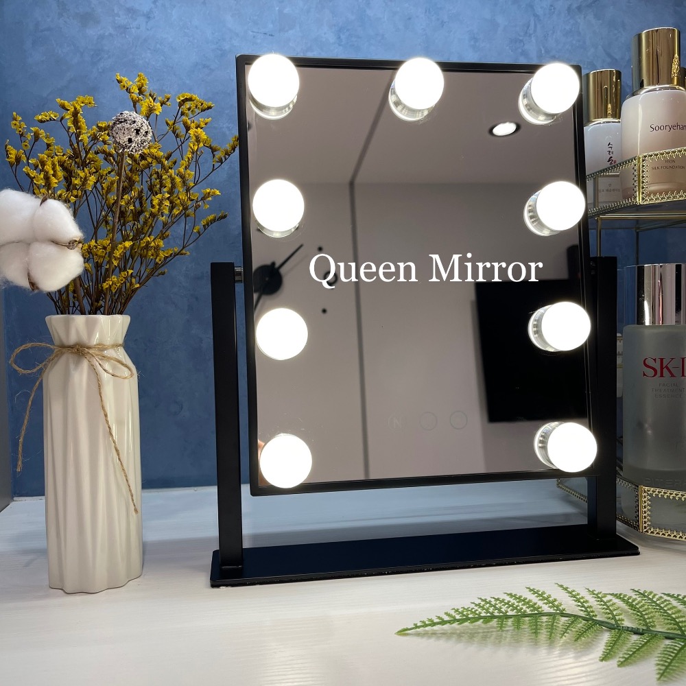 《免運台灣現貨秒出》網紅必備！絕美三色可調光鏡子「9燈款」～化妝鏡/梳妝鏡/美妝鏡/補光鏡/立鏡-細節圖2