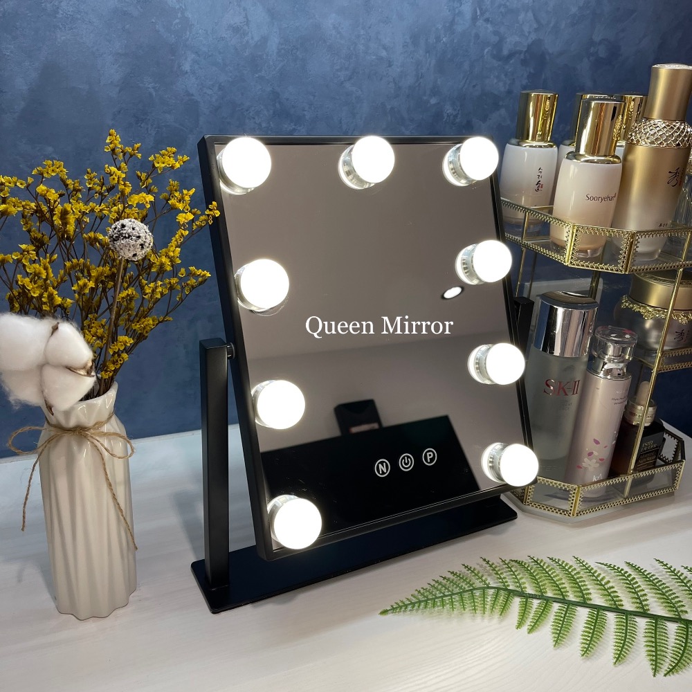 《免運台灣現貨秒出》網紅必備！絕美三色可調光鏡子「9燈款」～化妝鏡/梳妝鏡/美妝鏡/補光鏡/立鏡-細節圖3