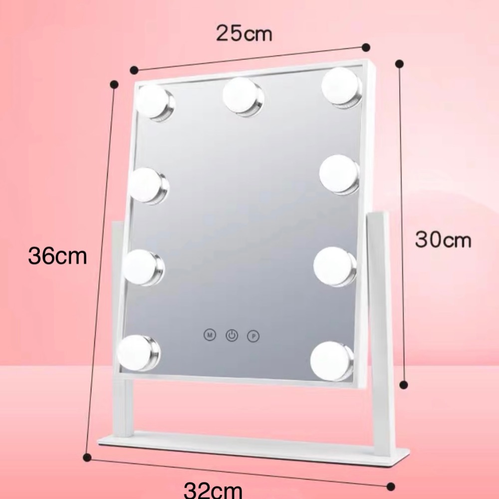 《免運台灣現貨秒出》網紅必備！絕美三色可調光鏡子「9燈款」～化妝鏡/梳妝鏡/美妝鏡/補光鏡/立鏡-細節圖6