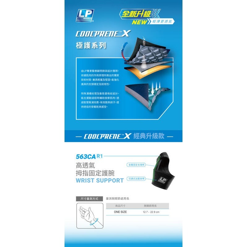 ＂爾東體育＂ LP SUPPORT 563CAR1 563CA 高透氣可調式拇指護套 大拇指處內附彈簧支撐片 護指高透氣-細節圖4