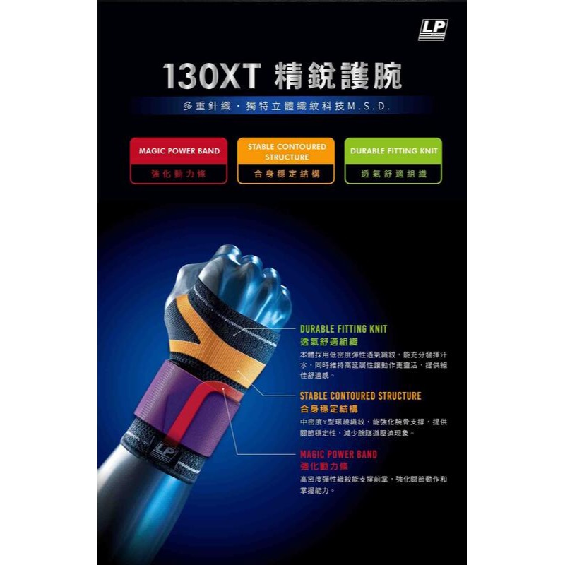 ＂爾東體育＂ LP SUPPORT 130XT 精銳分級加壓護腕 (1入) 美國頂級護具 運動護腕 護腕護具 穿脫式護腕-細節圖4