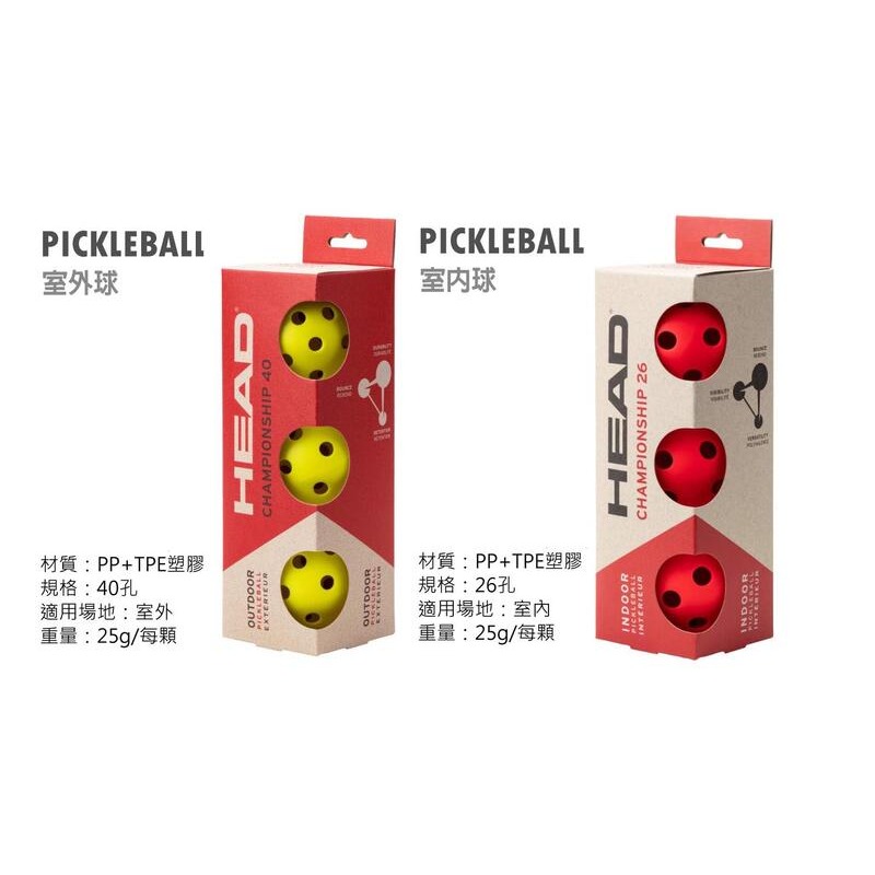 ＂爾東體育＂ HEAD CHAMPIONSHIP 26孔 室內匹克球 40孔 室外匹克球 美國匹克球協會 USAPA認證-細節圖2