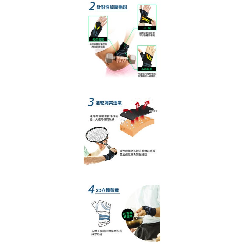 ＂爾東體育＂ BodyVine 超肌感貼紮護腕 (舒適型左右通用) CT-8110 護腕 護具 調整型護腕-細節圖3