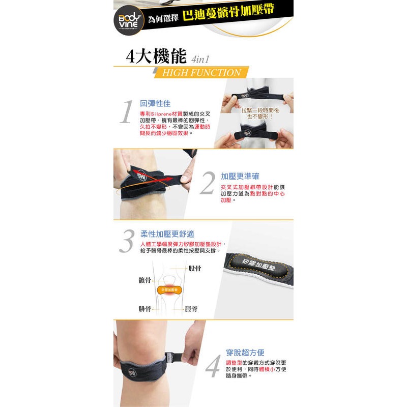 ＂爾東體育＂ BodyVine 髕骨加壓帶 (左右通用) SP-15101 髕骨帶 護具 籃球護具 羽球護具 網球護具-細節圖3