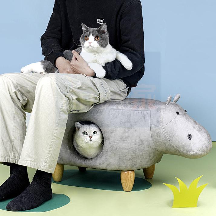 幼稚園換鞋凳 兒童座椅動物凳子 兒童房椅凳 恐龍椅犀牛椅河馬椅 貓咪窩房子 人貓共用家具 多功能貓窩 貓咪用 狗窩寵物窩-細節圖2