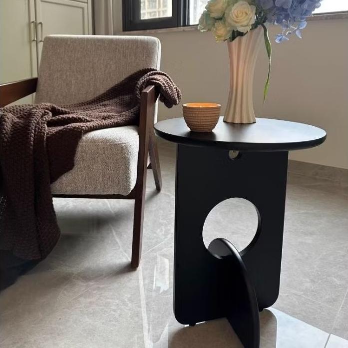 復古原木沙發邊桌 客廳創意角几+茶几 胡桃色復古風木頭圓桌 茶桌，適用客廳、沙發旁，現代與經典融合-細節圖6