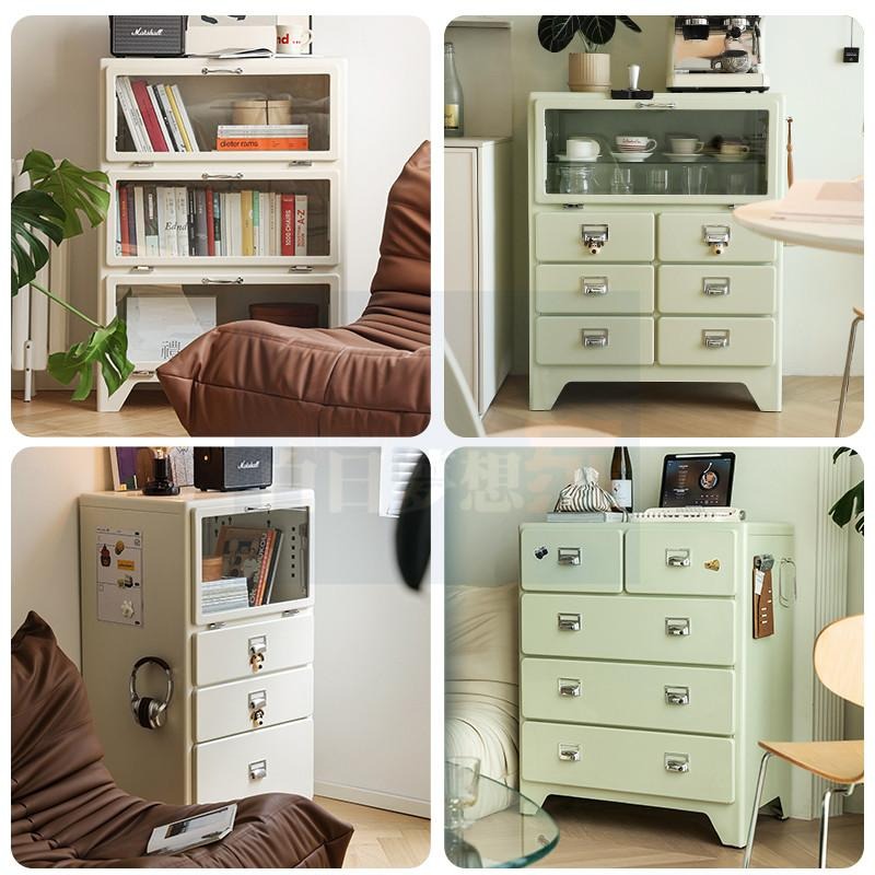 美式復古抽屜櫃 鐵皮櫃四層五斗櫃 餐邊櫃ins金屬櫃 電視櫃抽屜收納櫃 置物櫃展示櫃鐵櫃 邊櫃儲物櫃櫥櫃 白日夢想家具店-細節圖3