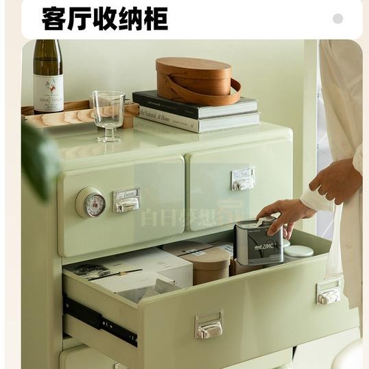 美式復古抽屜櫃 鐵皮櫃四層五斗櫃 餐邊櫃ins金屬櫃 電視櫃抽屜收納櫃 置物櫃展示櫃鐵櫃 邊櫃儲物櫃櫥櫃 白日夢想家具店-細節圖4