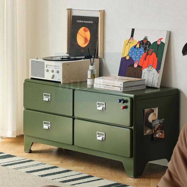 美式復古抽屜櫃 鐵皮櫃四層五斗櫃 餐邊櫃ins金屬櫃 電視櫃抽屜收納櫃 置物櫃展示櫃鐵櫃 邊櫃儲物櫃櫥櫃 白日夢想家具店-細節圖8