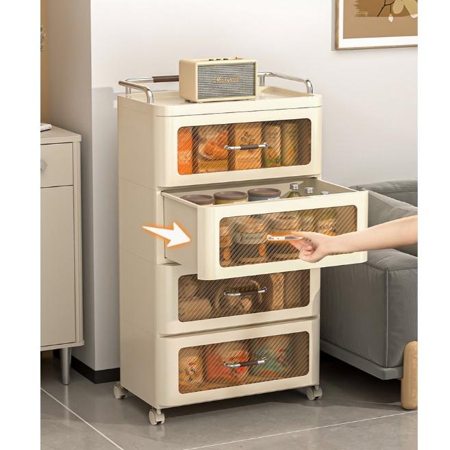 多功能收納櫃 抽屜式收納櫃 家用客廳置物櫃 窄櫃邊櫃夾縫設計 玩具零食收納櫃 臥室床頭櫃 廚房收納架 整理櫃置物籃浴室櫃-細節圖6