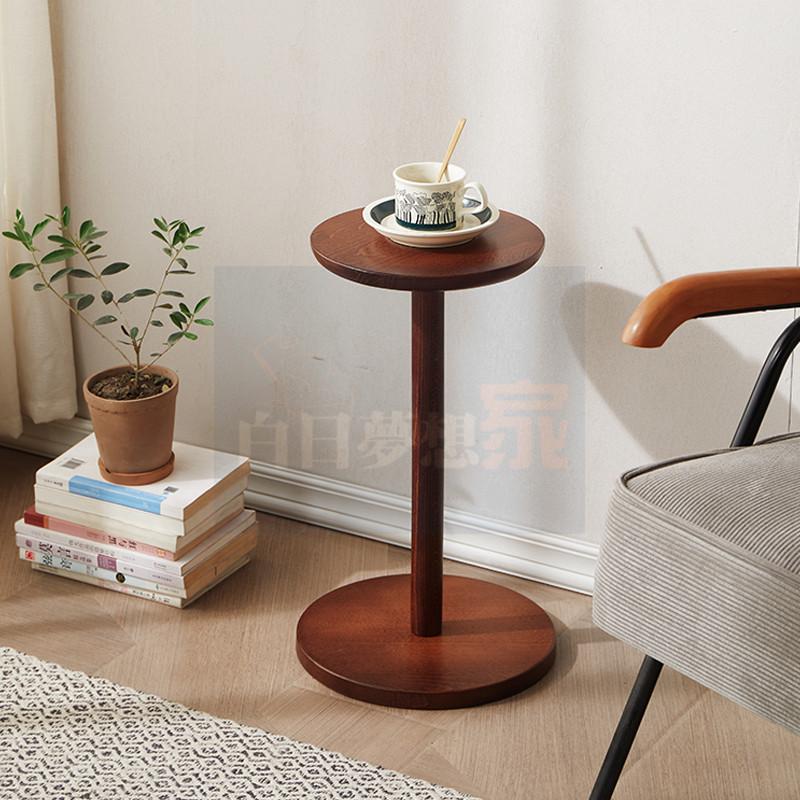 原木色花架 置物架 落地式架子 陽台玄關花盆植物架 迷你桌圓桌小圓桌咖啡桌 邊桌床邊桌小戶型桌子 高腳桌-細節圖3