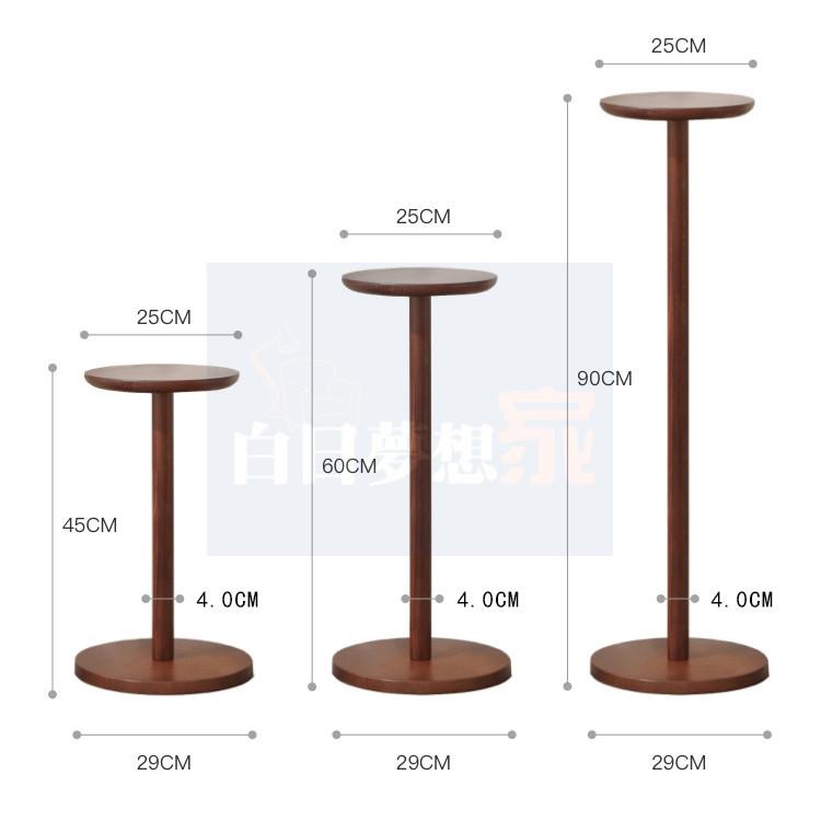 原木色花架 置物架 落地式架子 陽台玄關花盆植物架 迷你桌圓桌小圓桌咖啡桌 邊桌床邊桌小戶型桌子 高腳桌-細節圖5