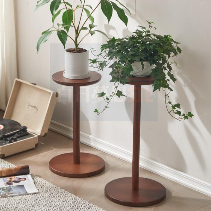 原木色花架 置物架 落地式架子 陽台玄關花盆植物架 迷你桌圓桌小圓桌咖啡桌 邊桌床邊桌小戶型桌子 高腳桌-細節圖6