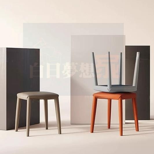 【設計師款】矮凳 方凳 凳子 餐桌凳 小戶型家具 可疊放馬鞍皮小方凳 網紅ins奶油風 皮椅 白日夢想家具店-細節圖7
