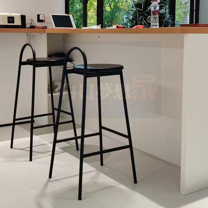 北歐風高腳椅 圓凳圓形椅 靠背吧台凳 中島高腳凳子 鐵椅吧凳 高腳凳 矮凳吧台椅 酒吧椅子 白日夢想家具店-細節圖9