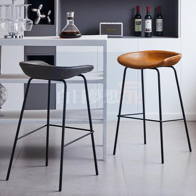 吧檯椅高腳椅 前台椅大廳桌椅 酒吧商場百貨櫃位椅 旋轉椅咖啡廳皮椅鐵椅 吧椅高腳凳 靠背酒吧椅 前台桌椅 時尚輕奢凳子-細節圖3