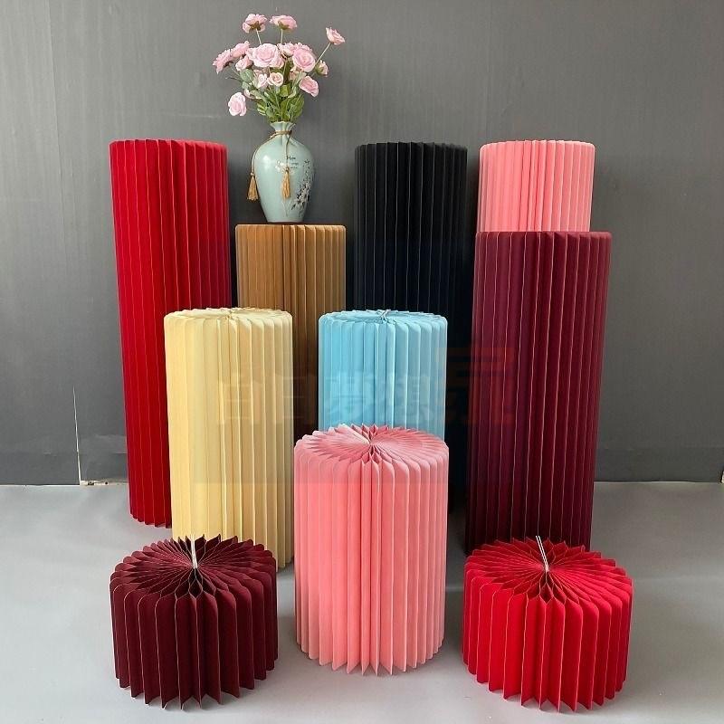 圓形展示台地台 模特兒底座 美妝產品陳列架 服飾店中島展位展示架 可折疊收納婚禮背板布置展示架展示櫃 展覽化妝品陳列-細節圖3