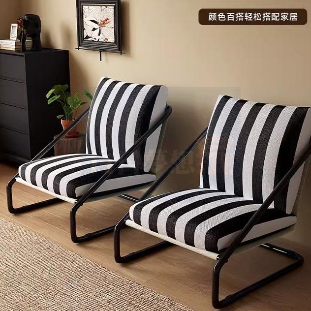 復古風條紋沙發 扶手椅 休息區等待區椅子 家用高靠背沙發椅 休閒椅 懶單人設計 美式復古單人椅 單人沙發 白日夢想家具店-細節圖2