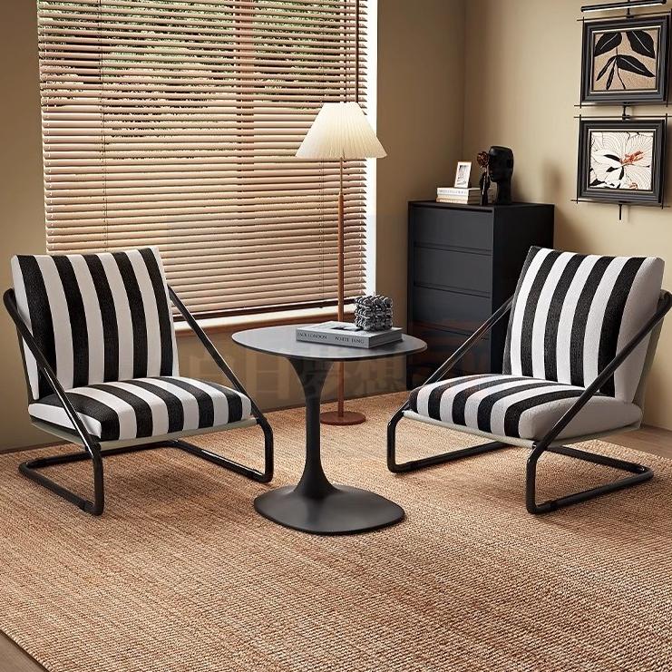 復古風條紋沙發 扶手椅 休息區等待區椅子 家用高靠背沙發椅 休閒椅 懶單人設計 美式復古單人椅 單人沙發 白日夢想家具店-細節圖6