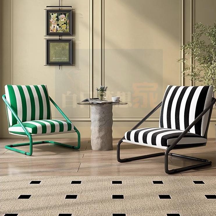 復古風條紋沙發 扶手椅 休息區等待區椅子 家用高靠背沙發椅 休閒椅 懶單人設計 美式復古單人椅 單人沙發 白日夢想家具店-細節圖8