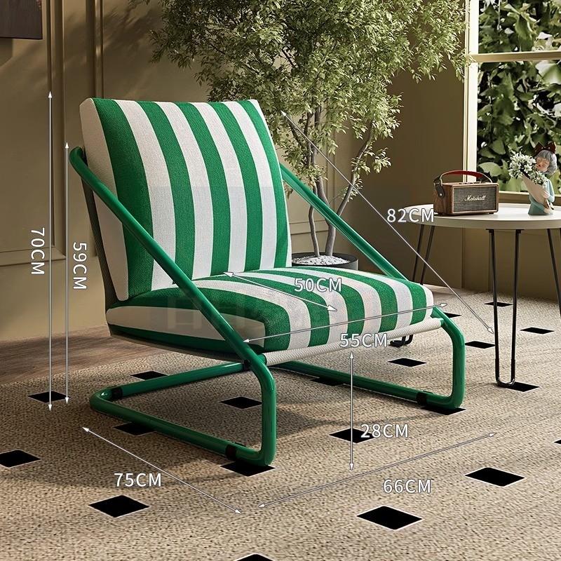 復古風條紋沙發 扶手椅 休息區等待區椅子 家用高靠背沙發椅 休閒椅 懶單人設計 美式復古單人椅 單人沙發 白日夢想家具店-細節圖9