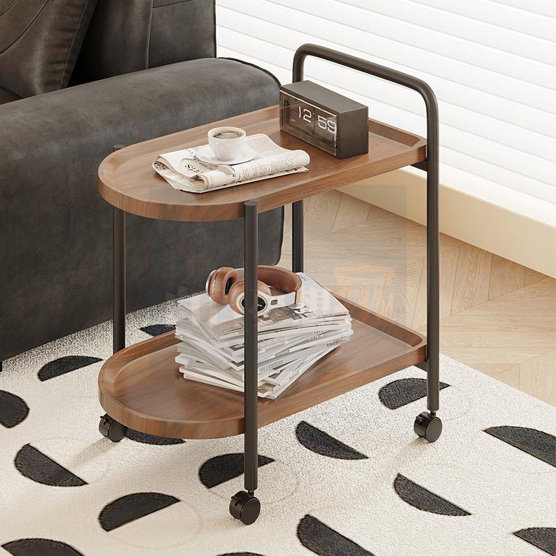 北歐原木風推車 沙發邊几床頭櫃小推車 咖啡廳可移動邊幾小推車 茶几帶輪子 零食置物架床頭櫃 邊櫃 收納推車 置物櫃-細節圖2