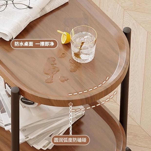 北歐原木風推車 沙發邊几床頭櫃小推車 咖啡廳可移動邊幾小推車 茶几帶輪子 零食置物架床頭櫃 邊櫃 收納推車 置物櫃-細節圖8