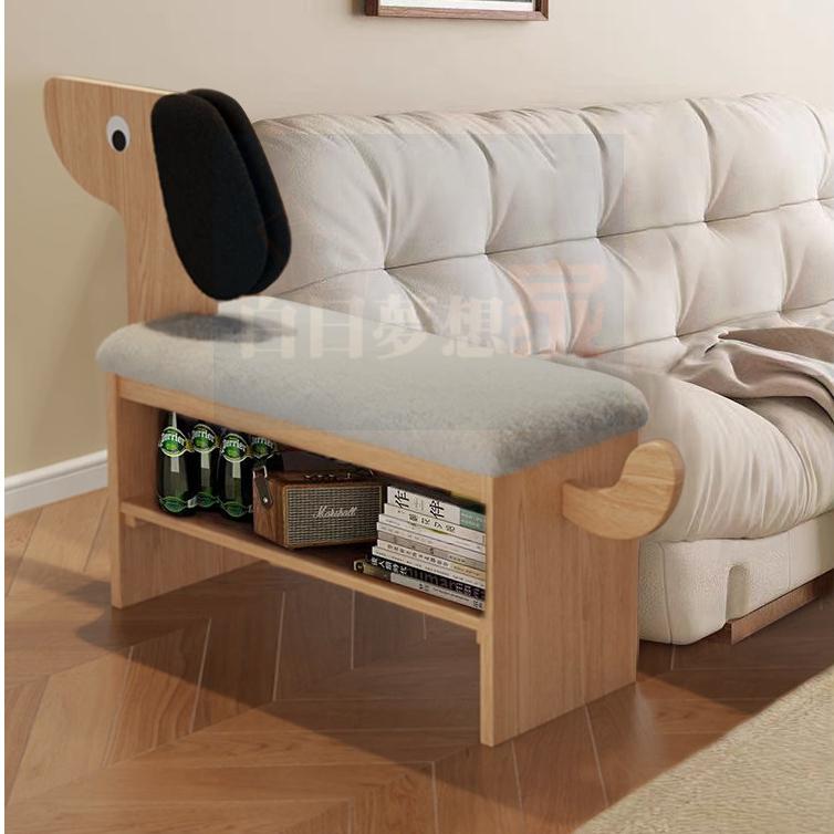 小狗動物造型換鞋凳 可愛動物鞋架 原木風換鞋凳 家用可坐穿鞋 兒童房幼兒園適用 玄關長凳 多功能鞋架 白日夢想家具店-細節圖4