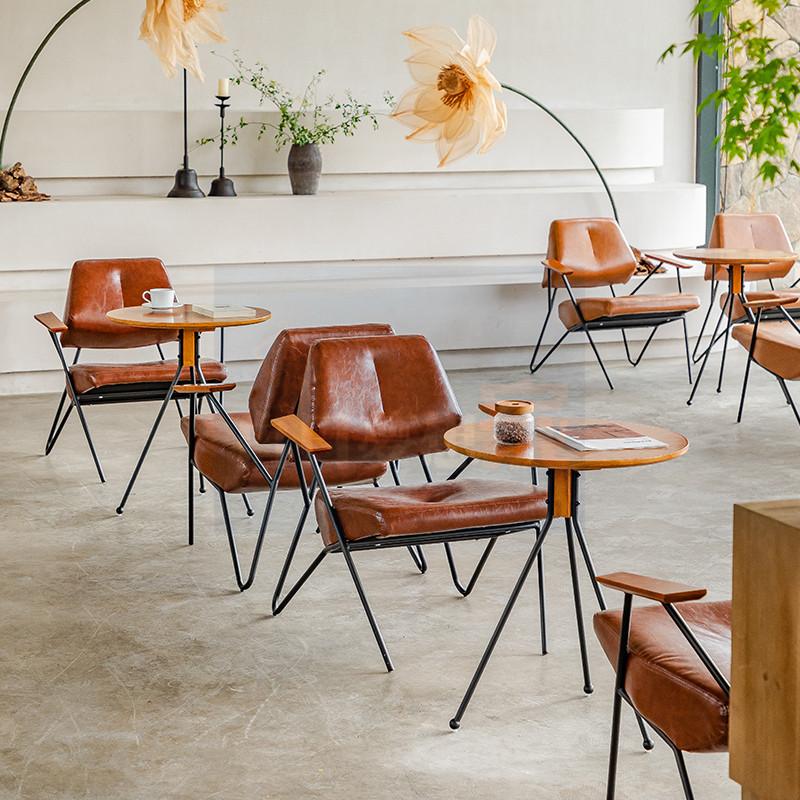 【復古鐵桌】咖啡廳桌椅書店桌椅單人沙發 靠背沙發 洽談桌奶茶店甜點桌椅 鐵桌鐵椅下午茶餐廳 酒吧沙發組合 高腳吧台凳-細節圖3