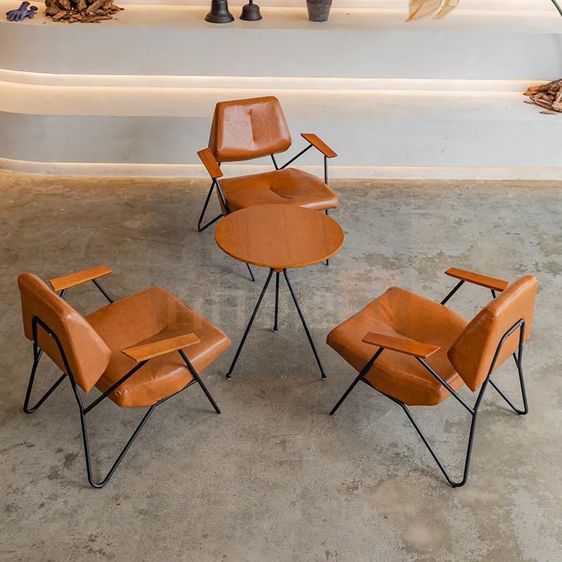 【復古鐵桌】咖啡廳桌椅書店桌椅單人沙發 靠背沙發 洽談桌奶茶店甜點桌椅 鐵桌鐵椅下午茶餐廳 酒吧沙發組合 高腳吧台凳-細節圖4