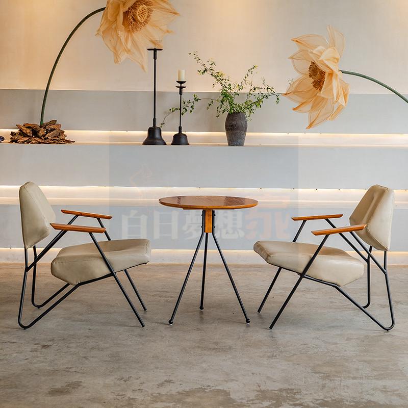 【復古鐵桌】咖啡廳桌椅書店桌椅單人沙發 靠背沙發 洽談桌奶茶店甜點桌椅 鐵桌鐵椅下午茶餐廳 酒吧沙發組合 高腳吧台凳-細節圖5