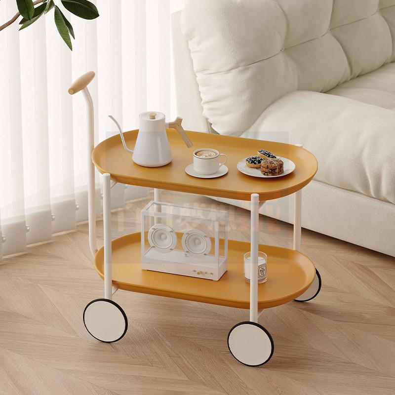 奶油風可移動邊幾小推車 茶几帶輪 零食置物架床頭櫃 邊櫃 收納推車 抽屜櫃浴室櫃櫥櫃零食車家用臥室床邊櫃-細節圖4