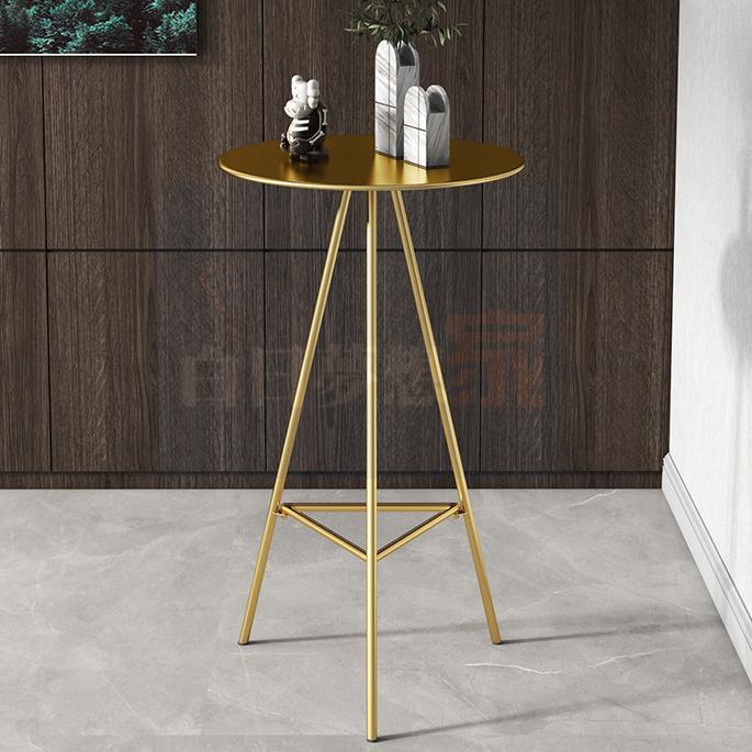 北歐金色酒吧台 鐵桌鐵椅小酒吧桌椅 高腳桌高腳椅 高腳圓形酒吧桌椅 北歐吧台桌椅 家用高腳酒吧桌 圓形-細節圖7