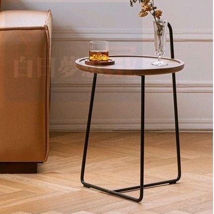 免運黑胡桃木茶几 北歐圓形茶几 ins茶几 進口北美黑胡桃贴皮 北歐風輕奢小圓桌 簡約小茶几 家用客廳沙發桌 圓形-細節圖2