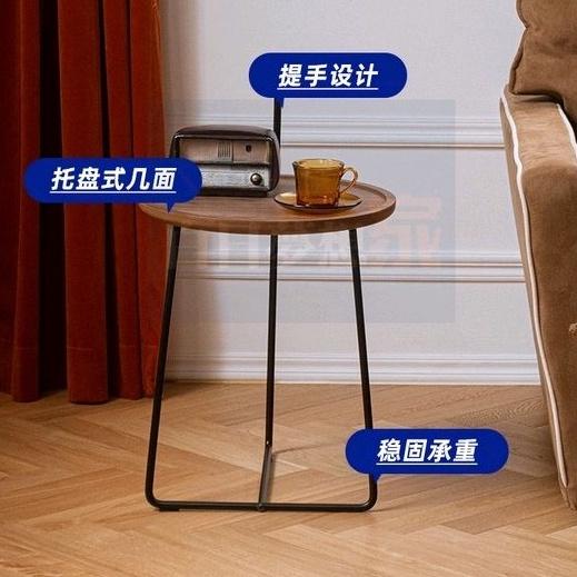 免運黑胡桃木茶几 北歐圓形茶几 ins茶几 進口北美黑胡桃贴皮 北歐風輕奢小圓桌 簡約小茶几 家用客廳沙發桌 圓形-細節圖4