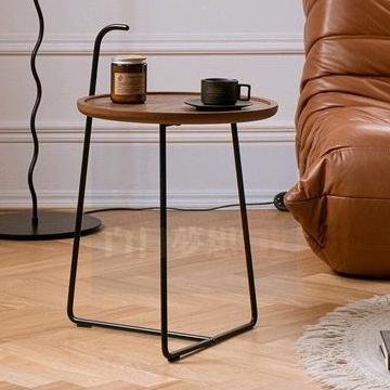 免運黑胡桃木茶几 北歐圓形茶几 ins茶几 進口北美黑胡桃贴皮 北歐風輕奢小圓桌 簡約小茶几 家用客廳沙發桌 圓形-細節圖9