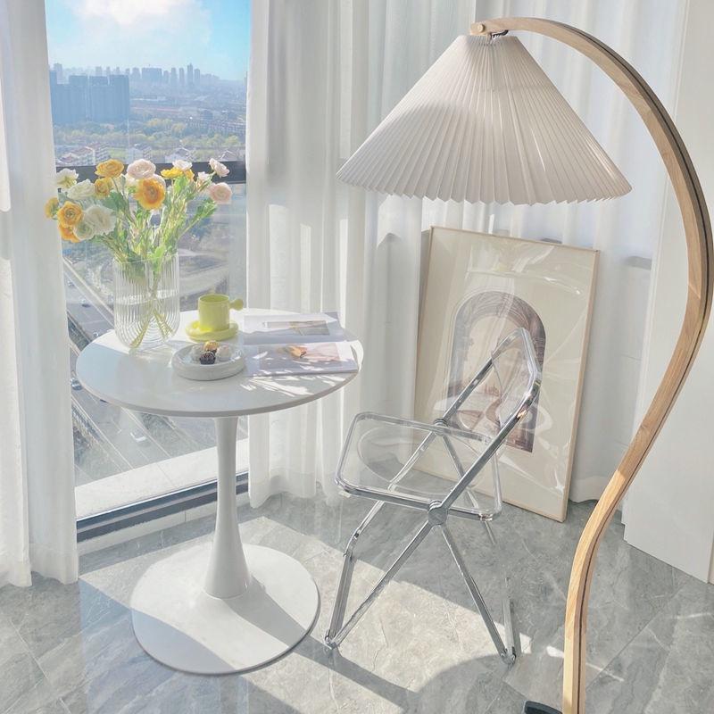 奶油風餐桌 白色圓桌 工業高吧桌 星巴克 烤漆木面桌子咖啡廳 高腳桌 高腳吧凳 復古鐵藝酒吧桌吧臺桌 吧檯椅-細節圖4