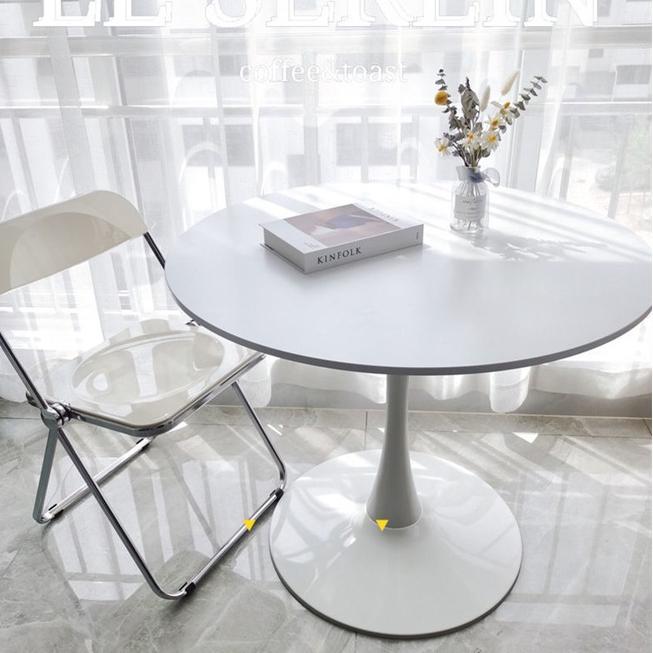 奶油風餐桌 白色圓桌 工業高吧桌 星巴克 烤漆木面桌子咖啡廳 高腳桌 高腳吧凳 復古鐵藝酒吧桌吧臺桌 吧檯椅-細節圖8