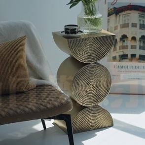 北歐風雙層小圓桌 鐵藝小茶几 展示桌展示柜客廳迷你沙發桌 純手工圓形小邊桌 迷你茶几金属麦穗复古边几角几茶几-細節圖9