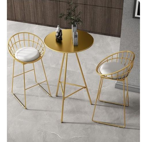 免運🔥IG網美金色椅 中島椅 75CM 高款铁椅 吧檯椅 高腳椅餐廳 酒吧擺設計 工業風款隔断台靠窗輕奢高腳凳-細節圖2