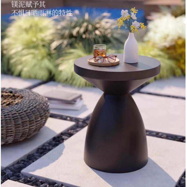 韓國咖啡廳邊桌 幾何小茶几 圓桌 置物架 咖啡桌 復古 圓形矮凳 泡茶椅 花台 侘寂傢俱民宿有打磨痕跡擺件-細節圖2