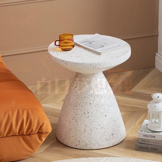 韓國咖啡廳邊桌 幾何小茶几 圓桌 置物架 咖啡桌 復古 圓形矮凳 泡茶椅 花台 侘寂傢俱民宿有打磨痕跡擺件-細節圖3