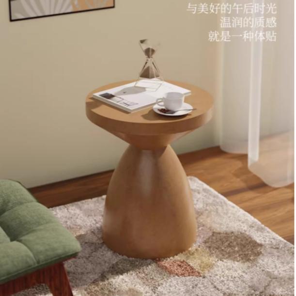 韓國咖啡廳邊桌 幾何小茶几 圓桌 置物架 咖啡桌 復古 圓形矮凳 泡茶椅 花台 侘寂傢俱民宿有打磨痕跡擺件-細節圖4