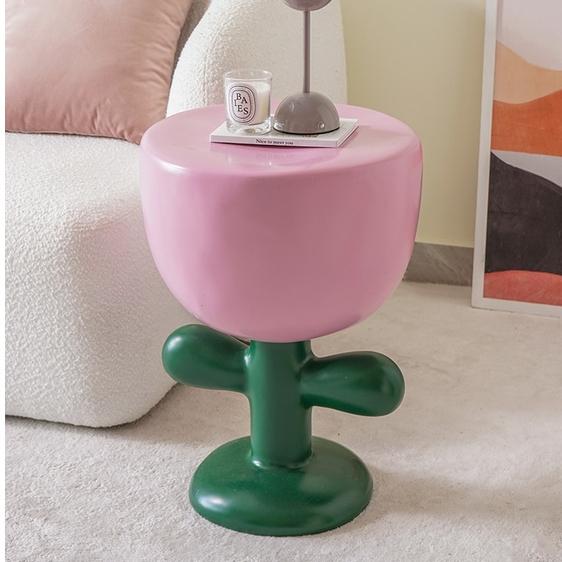 免運花朵茶几 郁金香桌 白日夢想傢俱店 可愛美式無印普普風 玫瑰凳子奶油风落地擺件客廳沙發旁家居房間軟裝飾品-細節圖6