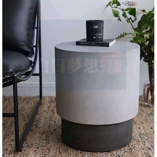 侘寂小圓桌 咖啡店不銹鋼沙發民宿水泥角幾茶幾 边几茶几水泥桌色圆形桌 小茶几 大理石小圓桌 沙發陽臺小桌子-細節圖2