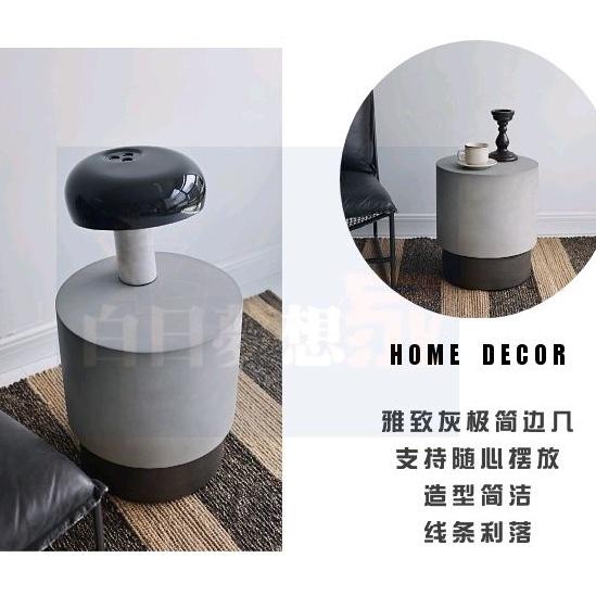 侘寂小圓桌 咖啡店不銹鋼沙發民宿水泥角幾茶幾 边几茶几水泥桌色圆形桌 小茶几 大理石小圓桌 沙發陽臺小桌子-細節圖3