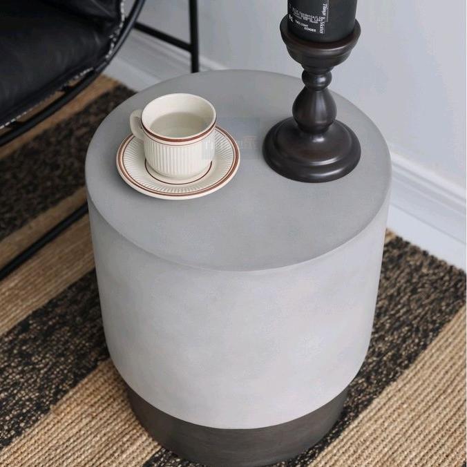 侘寂小圓桌 咖啡店不銹鋼沙發民宿水泥角幾茶幾 边几茶几水泥桌色圆形桌 小茶几 大理石小圓桌 沙發陽臺小桌子-細節圖5