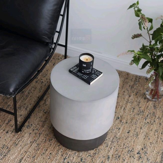 侘寂小圓桌 咖啡店不銹鋼沙發民宿水泥角幾茶幾 边几茶几水泥桌色圆形桌 小茶几 大理石小圓桌 沙發陽臺小桌子-細節圖6